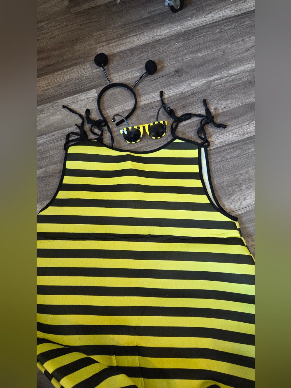 Bumble Bee costume with attached antennae and wings and glasses adult size #hall